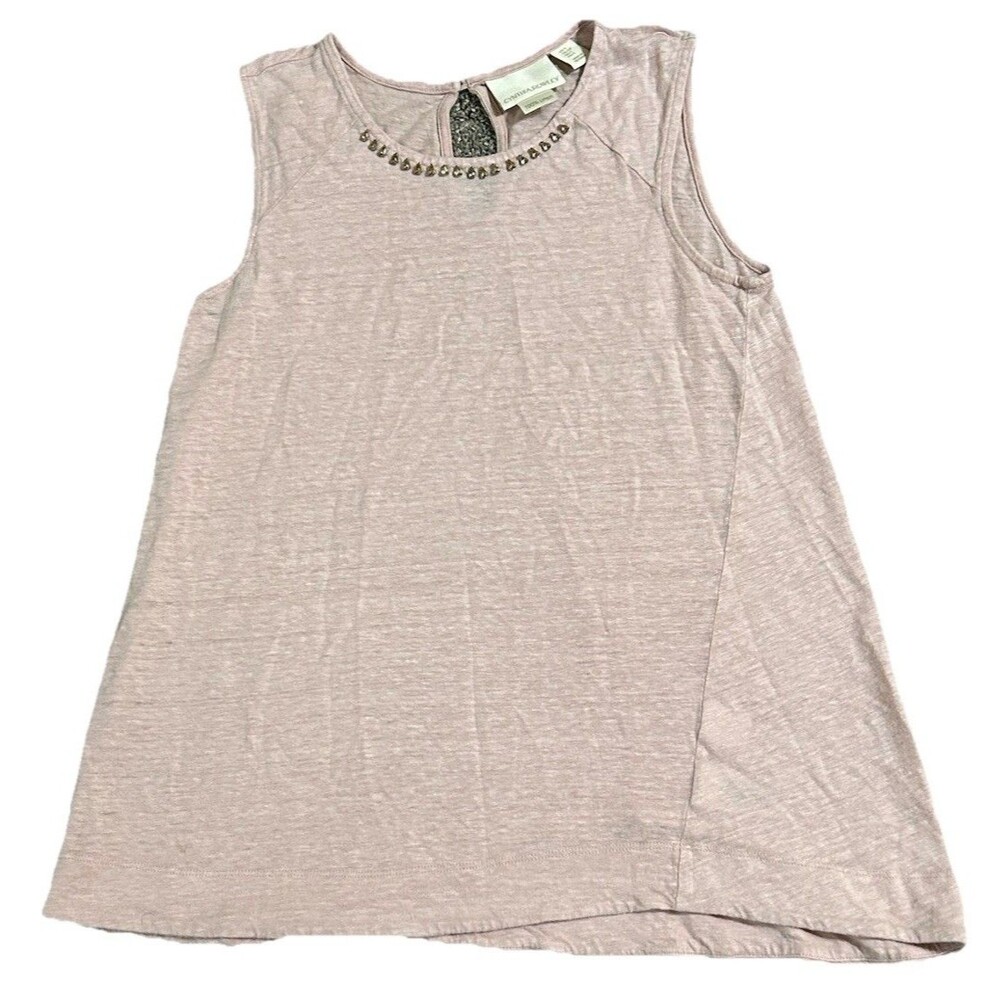 Cynthia Rowley Light Pink 100% Linen Tank Loose Swing Fit Sparkle Women S Beach
